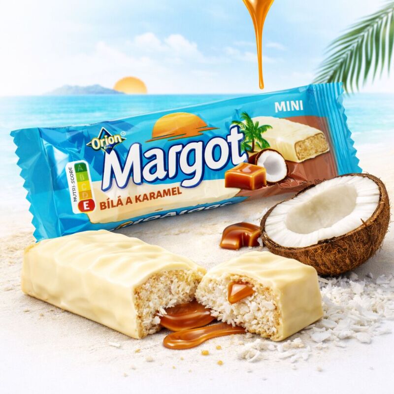 Orion Margot Mini Bílá tyčinka s karamelem 40 g